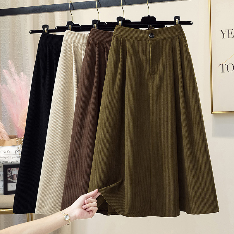 Light Core Suede A Character Half Body Dress Woman Autumn Winter Heben Wind High Waist Display Slim Skirt Mid-Length Casual Ins Super Fire Umbrella Skirt