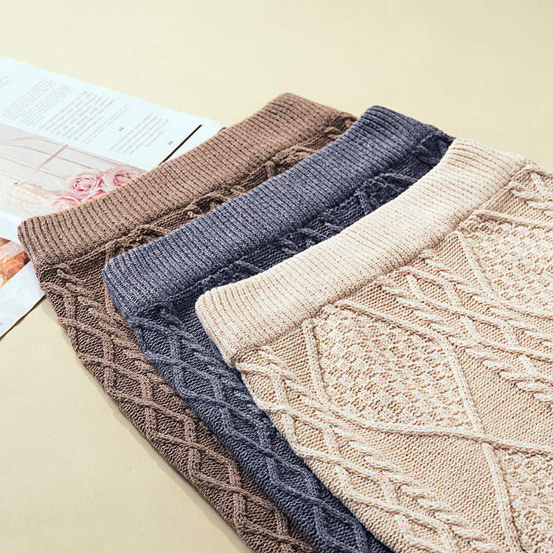 New retro twist Twist Flowers Magna Knit Half Body Dress Woman Autumn Winter Korean Version High Waist Mid hair Line one step with hip skirt