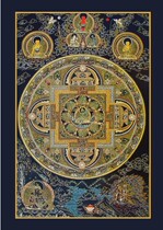 Precious and special Buddha portrait green tara mandala thangka picture 2 Buddha statue photo paper double-sided plastic seal