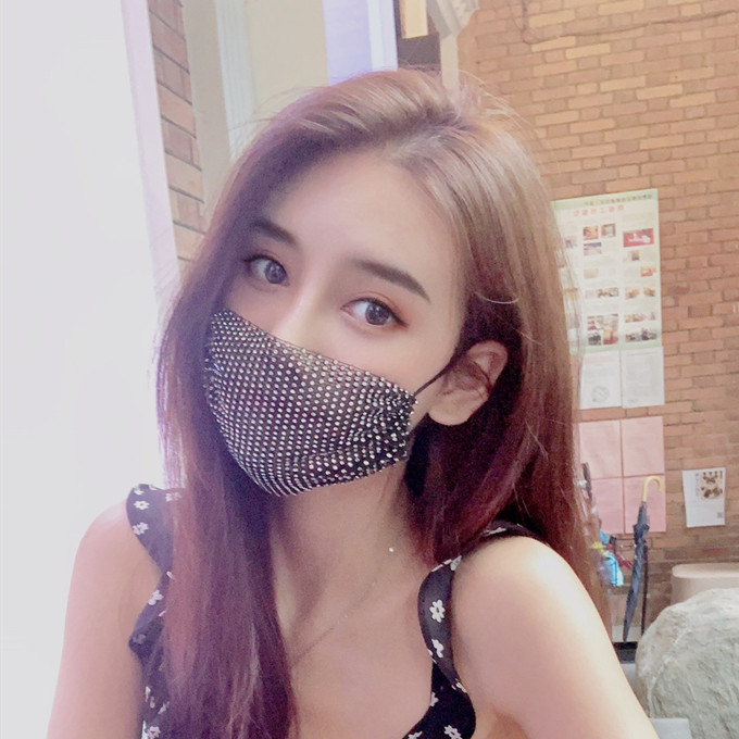 Summer new diamond-encrusted diamond black decoration net red personality sparkling fashion jewelry washable full diamond mask female