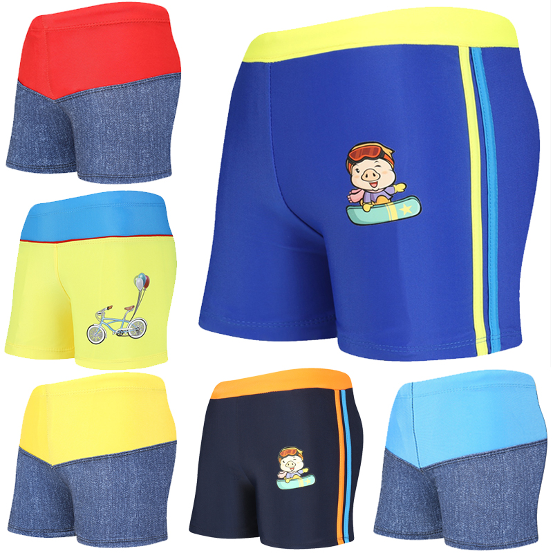 Kids straight swim trunks boys cartoon quick dry teen beach hot spring pants in big boy swimming shorts
