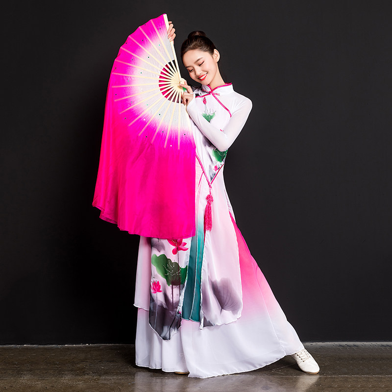 Real Silk Dance Fan double sided state fan Shoots Song Fan fan Bamboo Bone Standard Dancing Fan performance fan