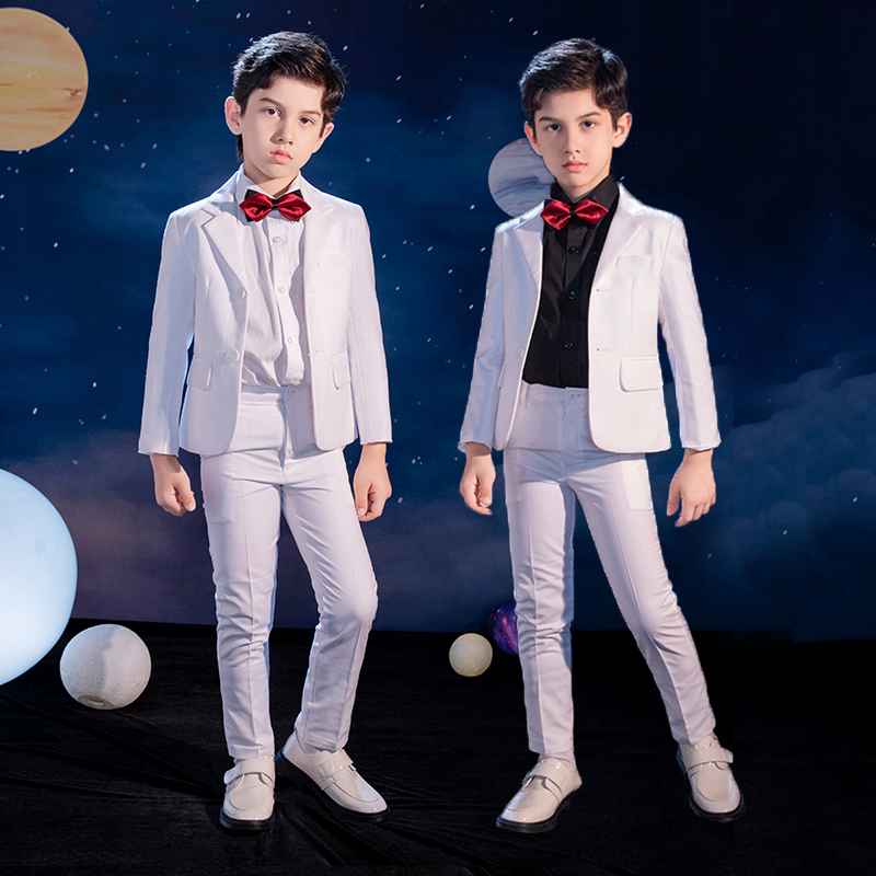 Children's suit men's white suit flower girl dress fashion costume casual handsome kid suit jacket British