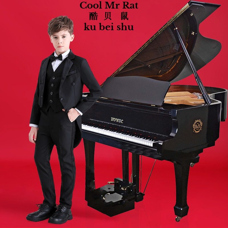Handsome children's tuxedo suit suit suit boy gown violin piano playing dress to suit the English polo