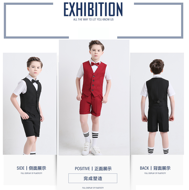 Hoa cô gái ăn mặc cậu bé sáu trẻ em máy chủ điệp khúc Hàn Quốc phiên bản của vest phù hợp với bib trang phục đàn piano váy đẹp cho bé