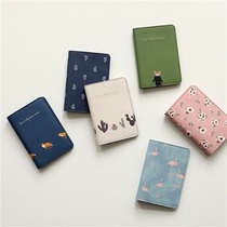 Korean version of cute hipster animals and plants flowers travel passport holder short passport cover this document bag machine ticket holder