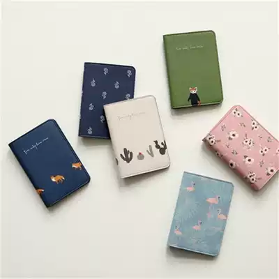 Korean version of cute hipster animals and plants flowers travel passport holder short passport cover this document bag machine ticket holder