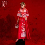 唐枝 Традиционный свадебный наряд Сюхэ, свадебное платье, лонгслив, коллекция 2021, дракон и феникс