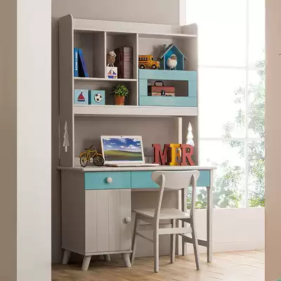 All solid wood desk bookshelf combination bookcase integrated home desktop computer desk straight turn corner children's desk
