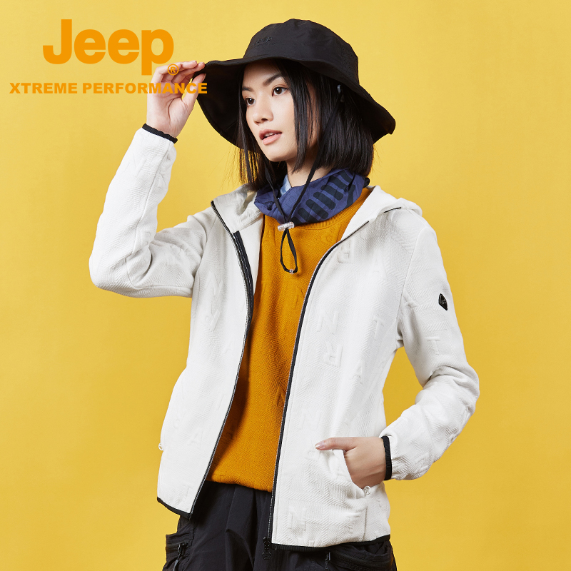 Jeep Women's Knitted Jacket Hooded Cardigan Sports Casual Clothing Women's Slim Fit Warm Windbreaker Women's Trendy Brand