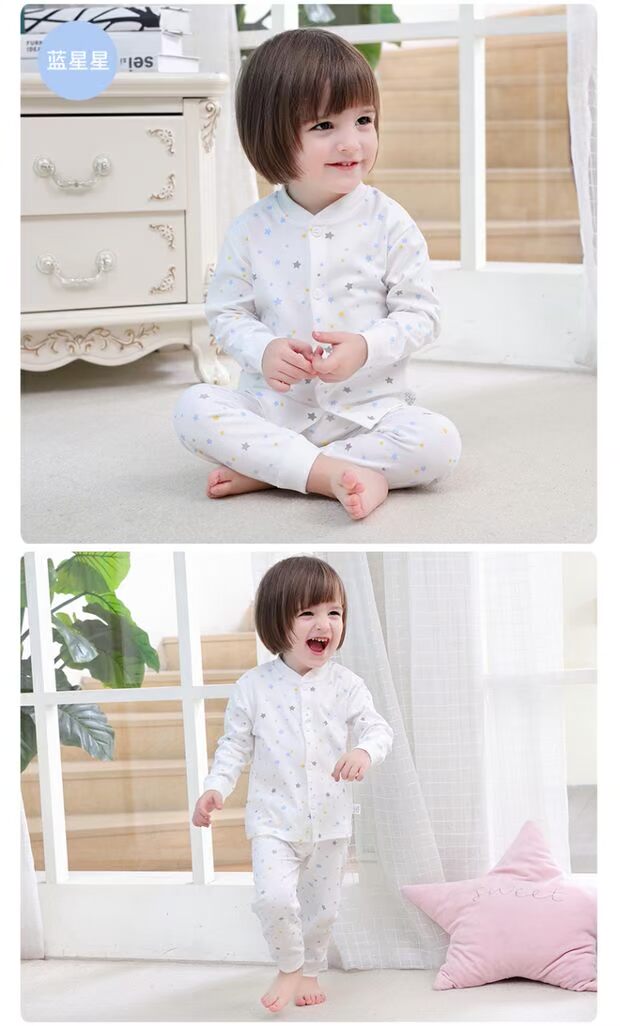 Bộ đồ lót trẻ em cotton mẫu mùa xuân và mùa thu 1 năm và 6 tháng áo sơ sinh cardigan 2 quần áo nam nữ mùa thu 3 bộ đồ ngủ cho bé quần áo giữ nhiệt trẻ em