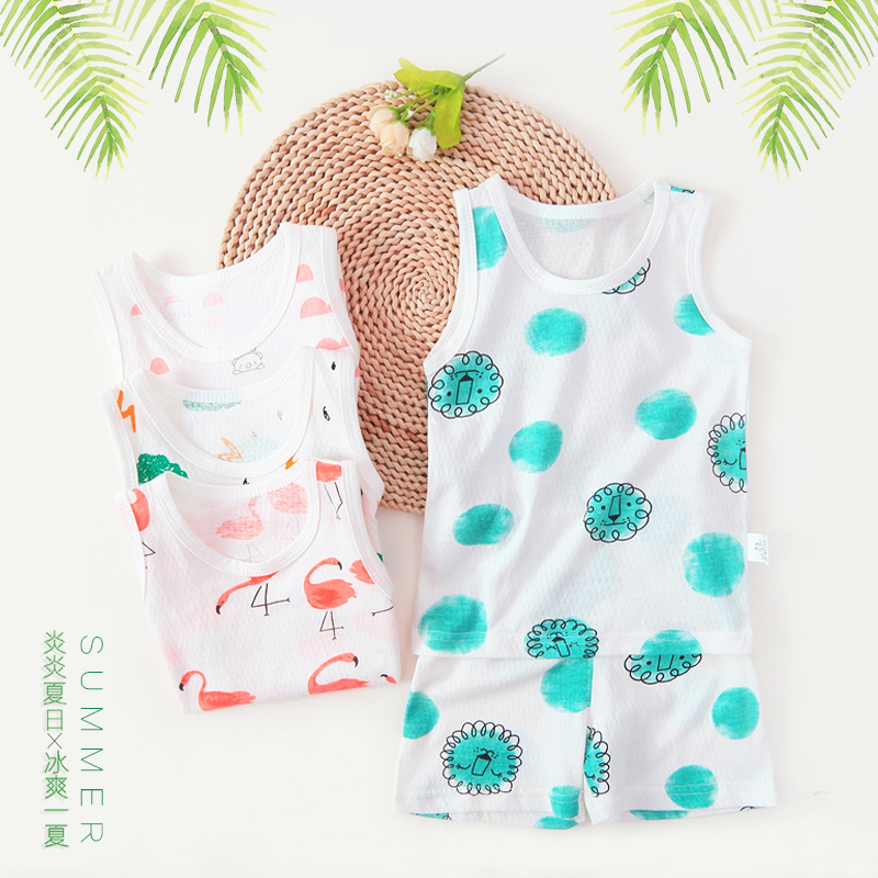 Baby 2019 new baby vest suit Summer thin section pure cotton 0-1 years old woman Po 2 newborn pyjamas 3 men