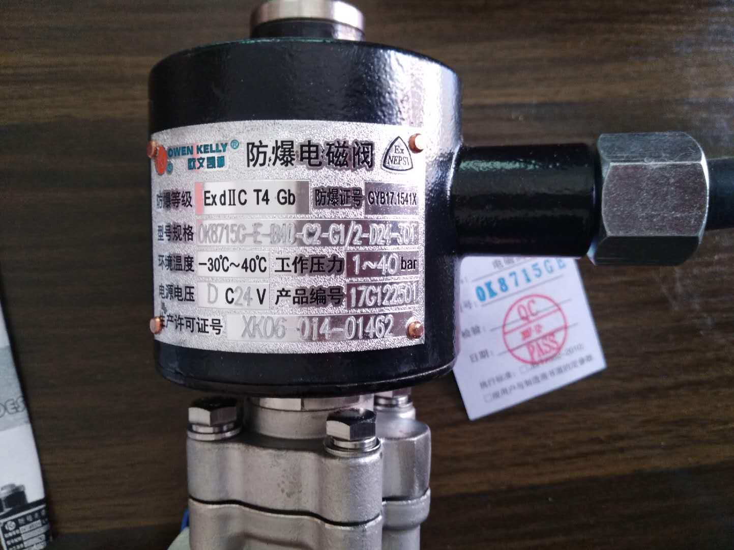 Owen Kelly OK8715G-E-B40-C2-G1 2-D24-304 stainless steel pilot explosion-proof solenoid valve