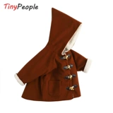 Скандинавское брендовое детское демисезонное шерстяное пальто, длинная толстовка с капюшоном, детская одежда, средней длины