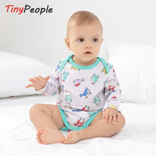 Tinypable Happy Bird Baby Pure Cotton Long -Sleeved Past Clothing Bab