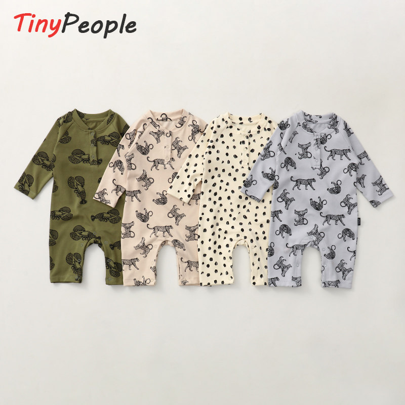 Детский хлопковый комбинезон Tinypeople lobster baby из цельного куска хлопка для мальчиков с длинными рукавами в западном стиле, весенне-осенний комбинезон tide Изображение 1