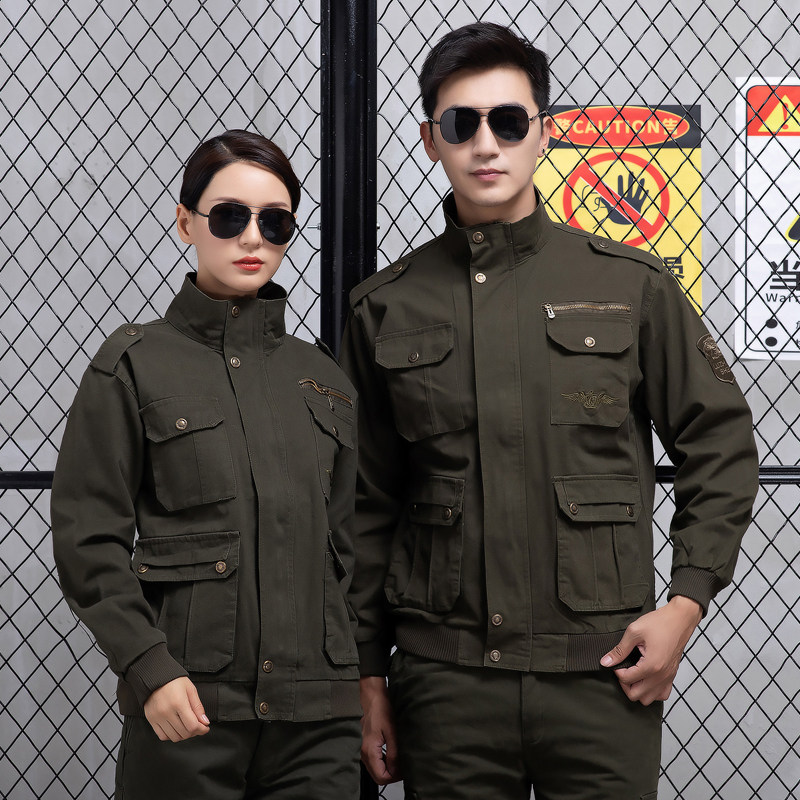 Pure cotton overalls suit men's autumn and winter electric welding wear-resistant camouflage factory clothes anti-dirty anti-scalding thickened labor protection clothing cotton clothes