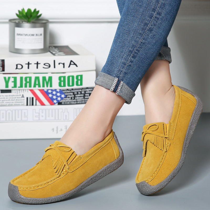 Yellow2018 new pattern  Flat heel leisure time Women's Shoes Women Casual shoes female genuine leather Korean version Flat bottom Women's shoes