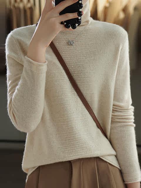 2025 Early Autumn New Cashmere Sweater Thin Turtleneck Knit Top Wool Base Layer Clothing