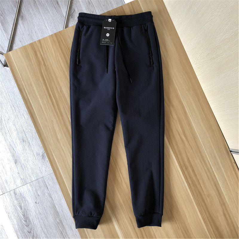 Foreign trade men's air - proof air and breathable heat fabric inside thick lamb - wool men autumn and winter casual pants