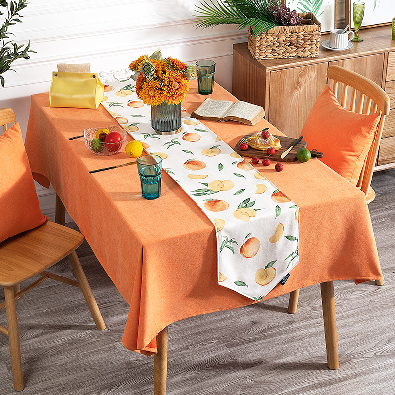 Peach tablecloth solid color cotton linen plain color tablecloth orange Nordic ins coffee table tablecloth custom