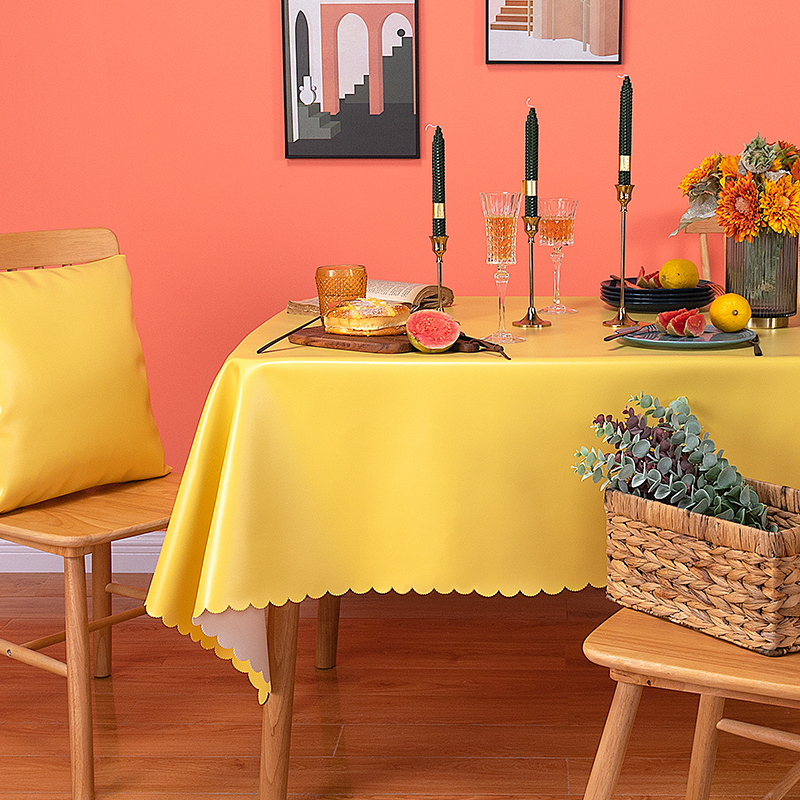 Pure color tablecloth waterproof anti-oil anti-scalding disposable tablecloth Nordic modern minimalist light luxury tea table mat tablecloth pu leather