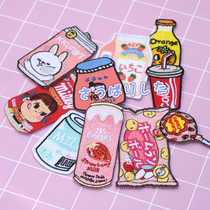 Convenience store fashion drink candy cloth stickers girls heart embroidery clothes bag DIY all-match self-adhesive patch patch
