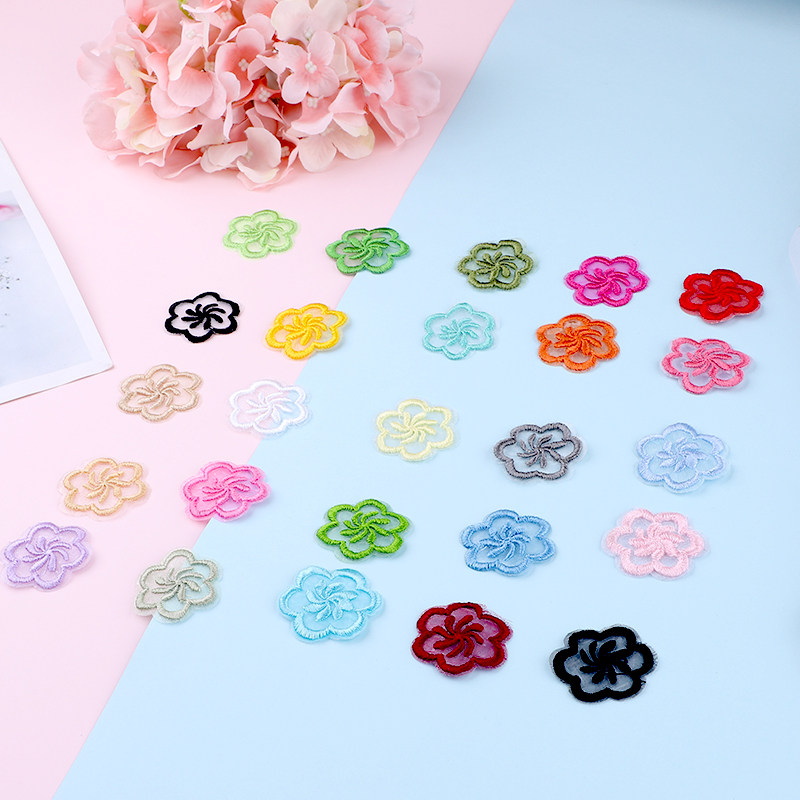 Small Eugen yarn flower patch patch sticker transparent mesh lace flower embroidery DIY skirt dress decoration sticker