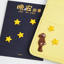 Small Bear Look Up Starry Sky DIY Accessories Bag Book Leather Accessories Small Stars Embroidered Cloth Stickhand Ledger of Decorative Sticker