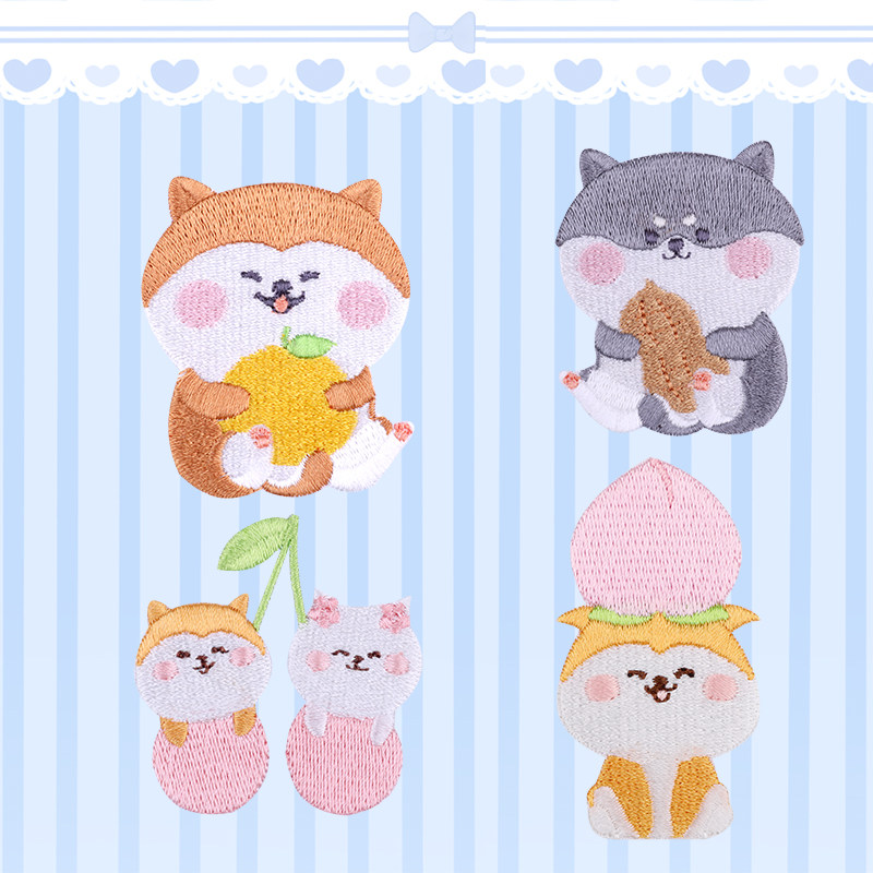 Kokie Chai Dog series embroidered self-adhesive cloth with LONGCHAMP bag mobile phone protection shell hand account DIY decoration patch clothes breaking hole patch