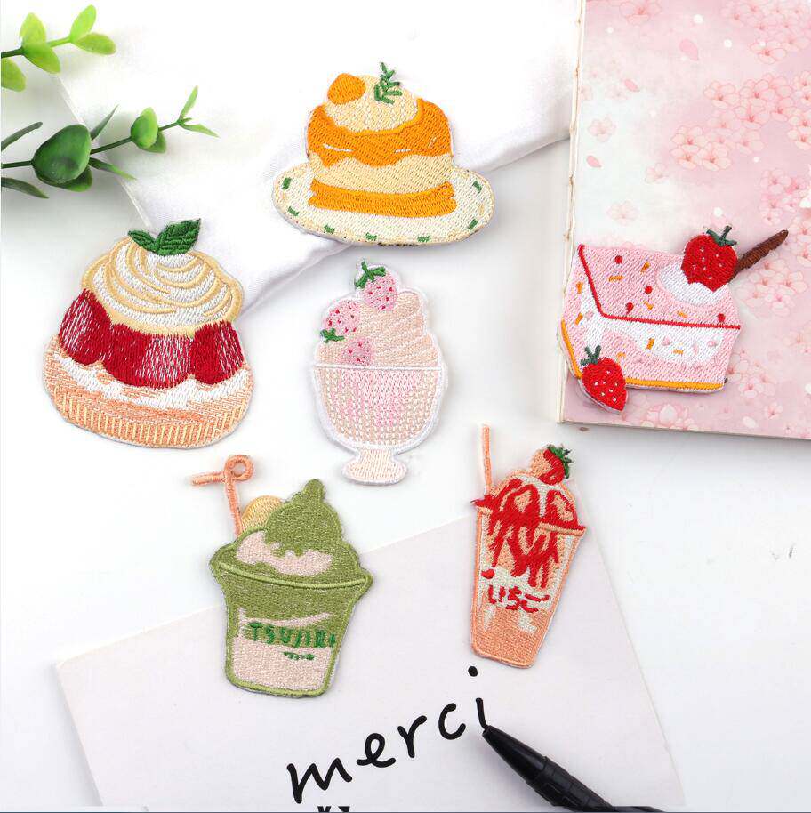 Cartoon cloth stickers embroidery decoration ice cream cake patch applique fashion clothes diy hand account clothing accessories