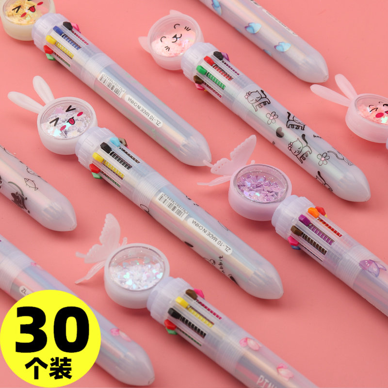 Cute Teenage Girl Ballpoint Pen deco with multi-color all-in-one to note student transparent and versatile color oil pen