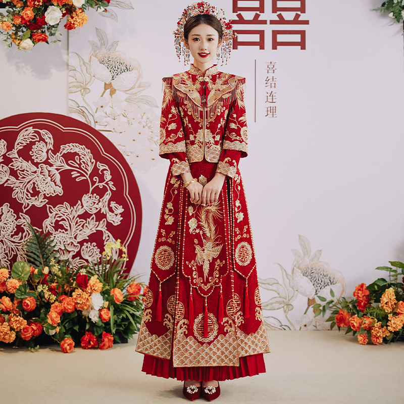 Xiuhe Wedding Dress 2026 New Style Bride's Chinese-Style Wedding Gown Plus Size High-End Petite Wedding Dress Xiuhe