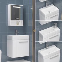 Small apartment narrow and long ceramic washbasin balcony bathroom wall-mounted washbasin sink solid wood bathroom cabinet
