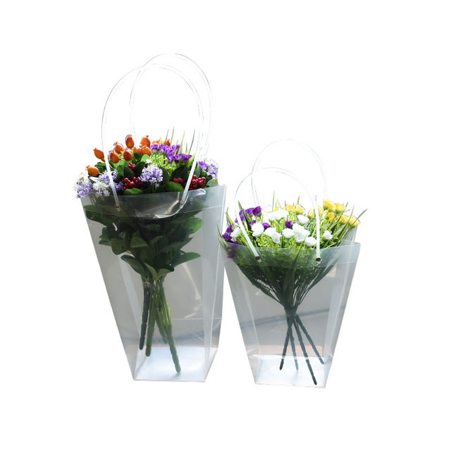 Flower tote bag, bouquet, flower bag, thickened PVC transparent waterproof packaging bag, flower bag, succulent plant hand carrying box