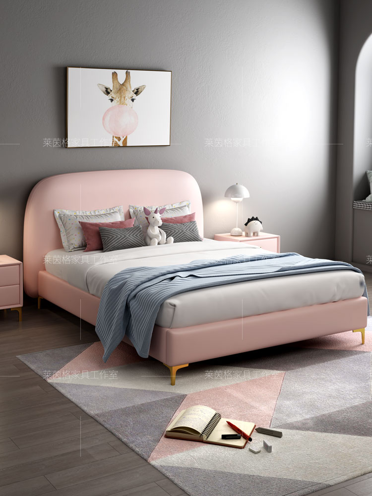 Solid wood children's bed girl princess bed light luxury girl 1 2 Nordic single simple modern 1 5 meters teenager bed