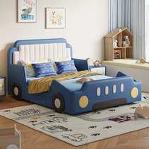 Creative Car Childrens Bed Boy Cool Solid Wood Leather Bed Childrens Fun 1 5m Storage Gigi Car Cartoon Soft Bed for Boys