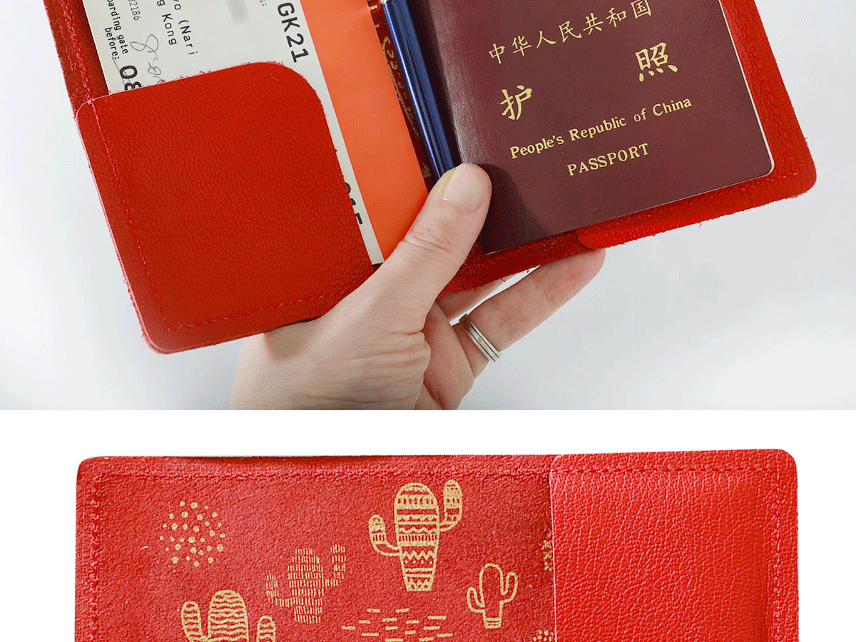 Hàng da in bằng tay sáng tạo Cặp đôi hộ chiếu giữ vé Hộ chiếu ID túi lưu trữ Da Có thể in bao đựng giấy tờ