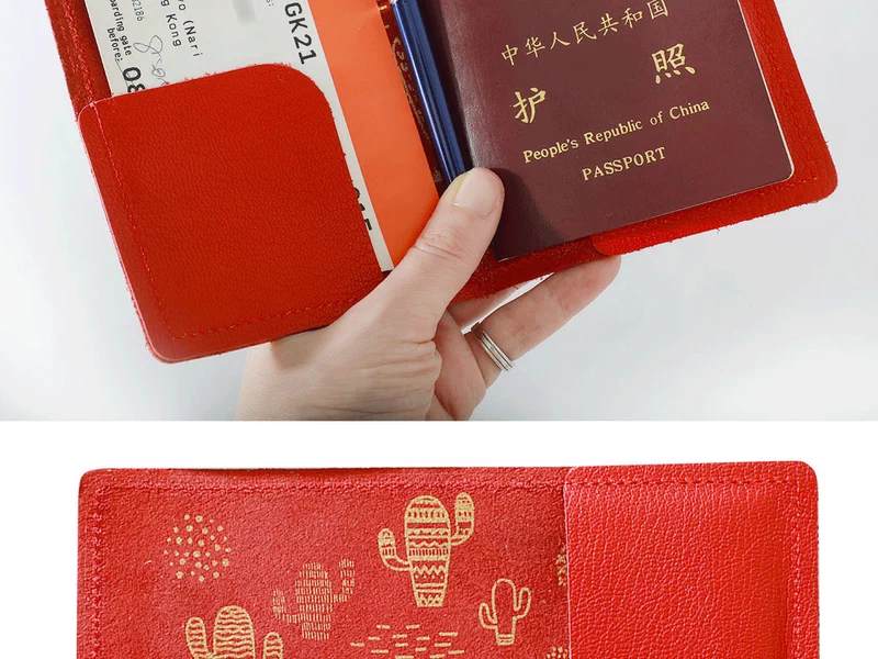 Hàng da in bằng tay sáng tạo Cặp đôi hộ chiếu giữ vé Hộ chiếu ID túi lưu trữ Da Có thể in bao hộ chiếu khắc tên