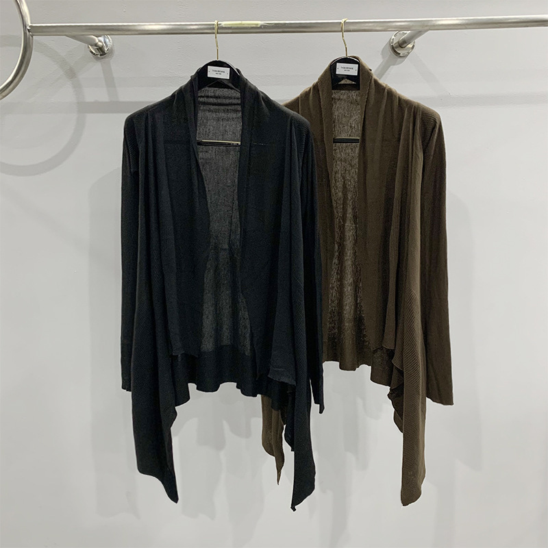 23Fw Dark Ro Style Asymmetrical Hem Patchwork Knit Cardigan Shawl Buttonless Long-Sleeve Wasteland Style Jacket for Women 23Fw Dark Ro Style Asymmetrical Hem Patchwork Knit Cardigan Shawl Buttonless Long-Sleeve Wasteland Style Jacket for Women