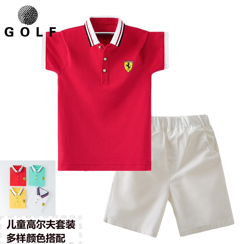 Golf Set for Kidsren, Summer Short-Sleeved Boys' Breathable T-Shirt, Youth Sports Shorts, Five-Quarter Pants Two-Piece Set Golf Set for Kidsren, Summer Short-Sleeved Boys' Breathable T-Shirt, Youth Sports Shorts, Five-Quarter Pants Two-Piece Set