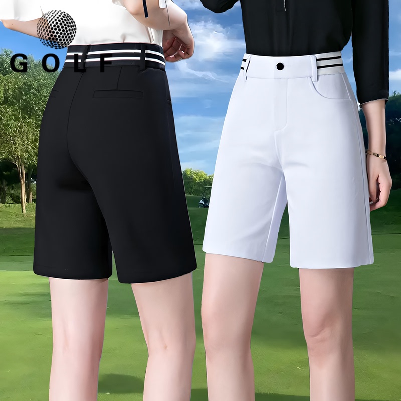 Women's Golf Shorts, Summer Thin High-Waisted Slimming Five-Point Shorts, High-Elastic Quick-Drying Sports Shorts, Golf Mid-Length Shorts