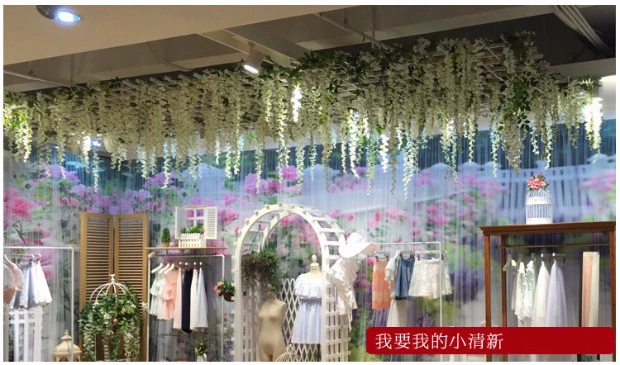 Mô phỏng Hoa Wisteria Hoa giả Vine Vine Trần Phòng khách Trong nhà Trang trí tiệc cưới Nhựa Hoa Chuỗi Vine Cây mây - Hoa nhân tạo / Cây / Trái cây