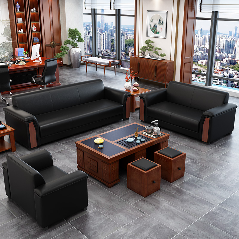 Office sofa coffee table combination set modern new Chinese trio simple negotiation meeting guest business creativity