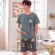 Đặt quần short cotton cho học sinh bộ đồ ngủ tại nhà cotton mùa hè cỡ lớn cho nam mùa xuân mỏng phần tay áo ngắn có thể mặc - Nam giới