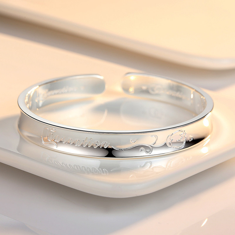 s999 sterling silver bracelet female rose flower opening bracelet ins tide solid silver bracelet mother silver jewelry