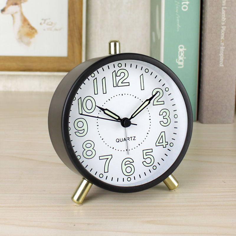 Desktop minimal alarm student household bedroom clock bed silent night light seat clock creative cute children's clock