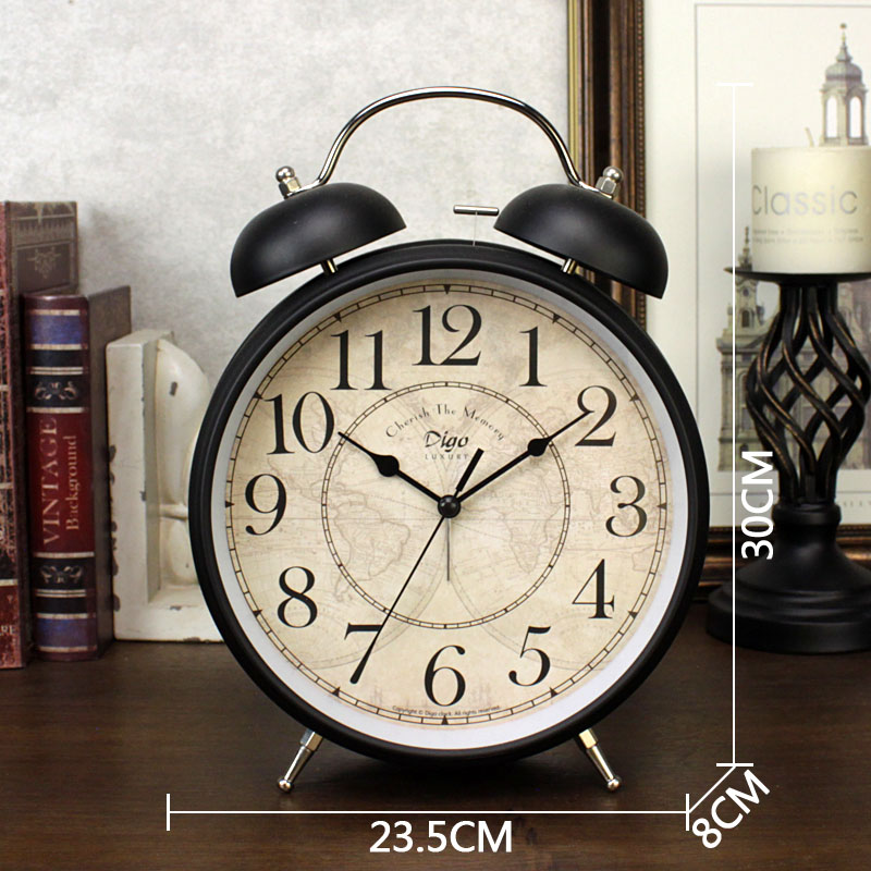 Living room clock decoration desktop retro clock pendulum table clock TV cabinet home oversized alarm clock horseshoe watch