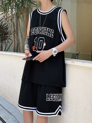 Спортивная летняя тонкая баскетбольная форма, шелковый жилет без рукавов, футбольная форма для мальчиков, штаны, в американском стиле, подходит для подростков