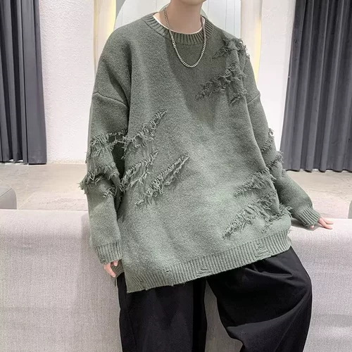 Японский ретро свитер, трикотажная утепленный лонгслив, куртка, оверсайз, в американском стиле